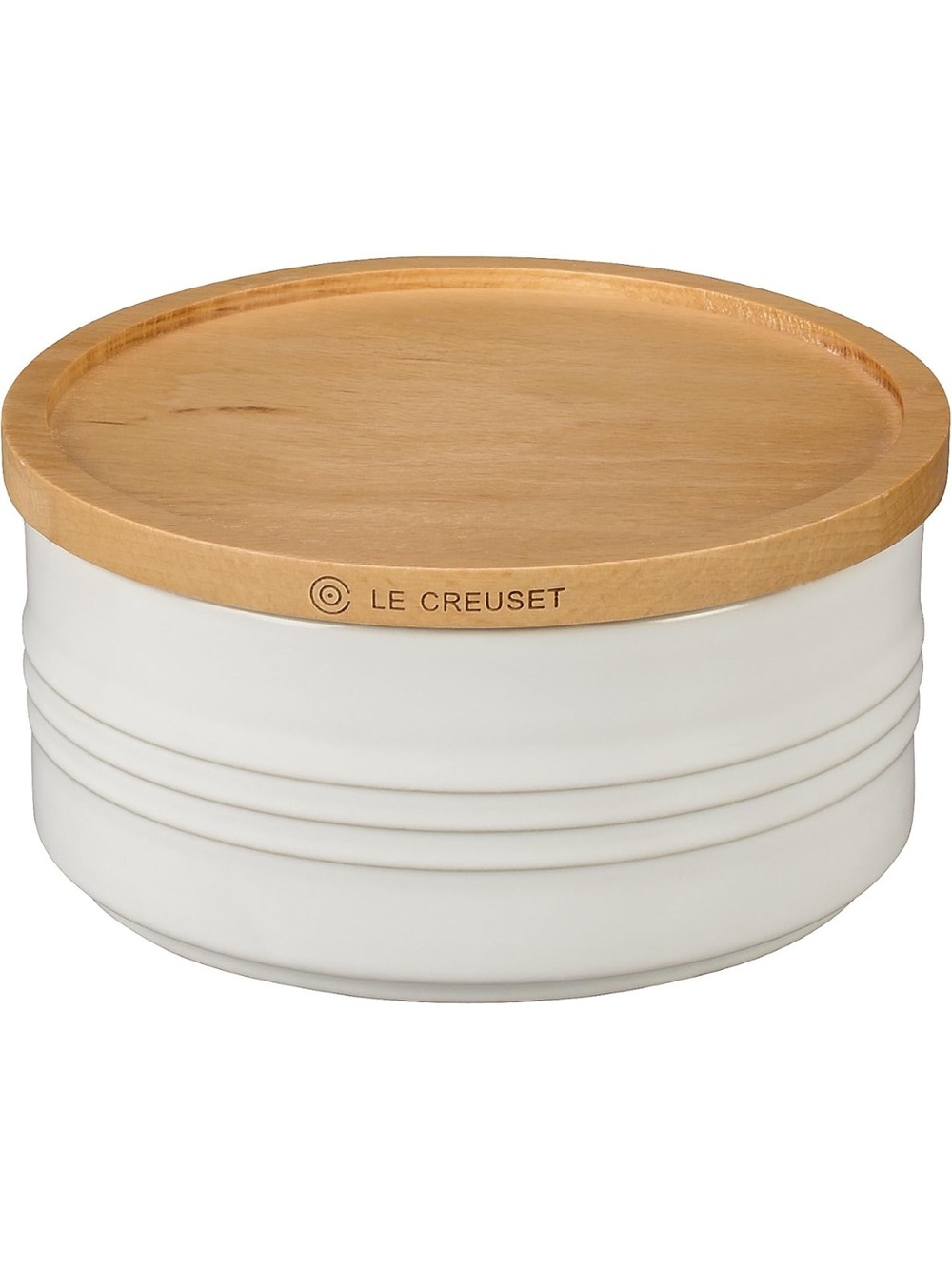 Le Creuset Cream Stoneware Storage Jar with Wood Lid